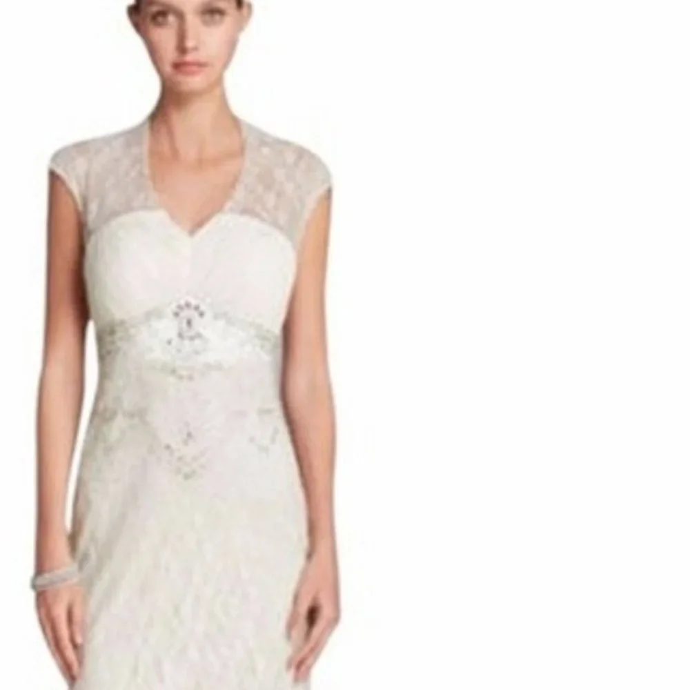 SUE WONG NEW Ivory Lace Beaded Party Cocktail Dress 4 GORGEOUS NWT $574 - Picture 1 of 4